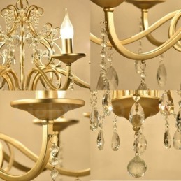 Πολυέλαιος Rustic Lodge 8 Light Crystal Steel με υφασμάτινη απόχρωση