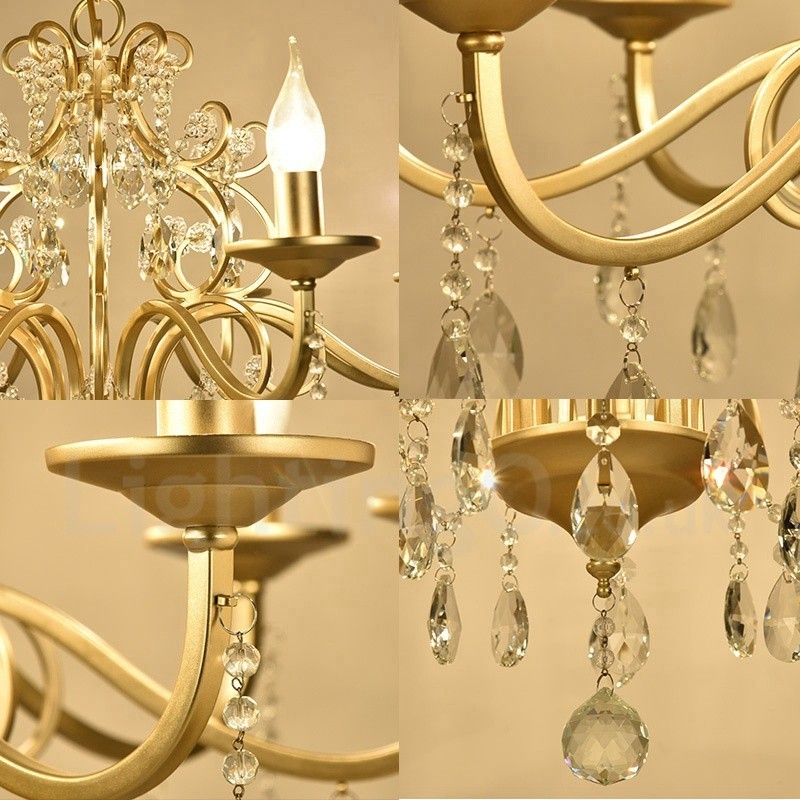 Πολυέλαιος Rustic Lodge 8 Light Crystal Steel με υφασμάτινη απόχρωση