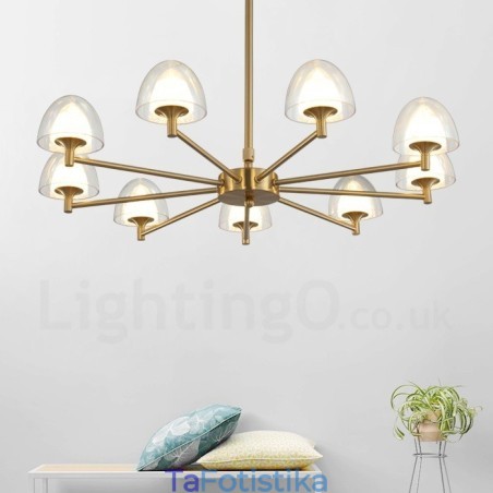 Μοντέρνος Σύγχρονος Πολυέλαιος 9 Light Metal με Ακρυλική Απόχρωση Μοντέρνος Σύγχρονος Πολυέλαιος 9 Light Metal με Ακρυλική Απόχρωση
