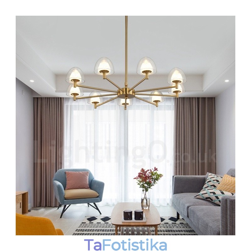 Μοντέρνος Σύγχρονος Πολυέλαιος 9 Light Metal με Ακρυλική Απόχρωση
