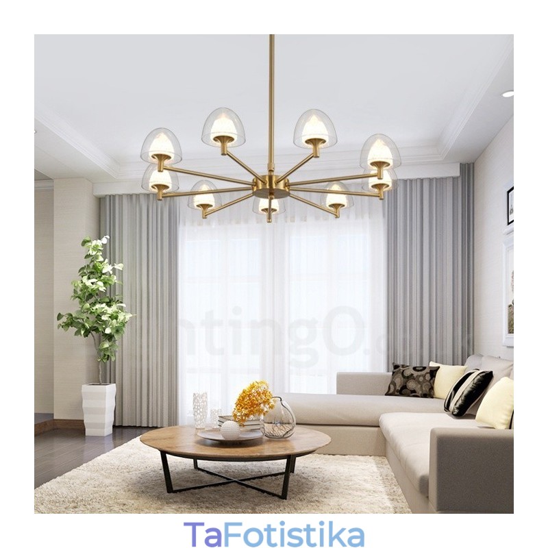 Μοντέρνος Σύγχρονος Πολυέλαιος 9 Light Metal με Ακρυλική Απόχρωση