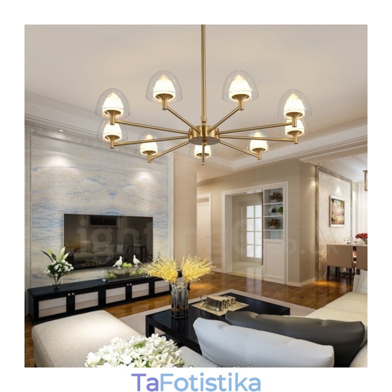 Μοντέρνος Σύγχρονος Πολυέλαιος 9 Light Metal με Ακρυλική Απόχρωση