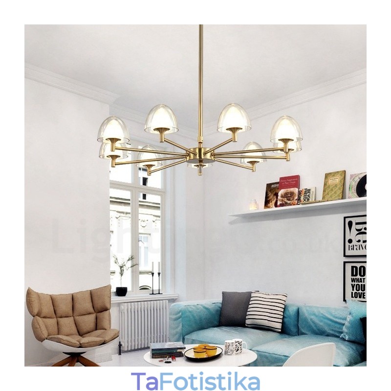 Μοντέρνος Σύγχρονος Πολυέλαιος 9 Light Metal με Ακρυλική Απόχρωση