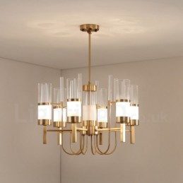 Rustic Lodge Modern Contemporary 6 Light Steel Πολυέλαιος με Γυάλινη Απόχρωση
