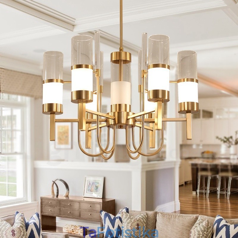 Rustic Lodge Modern Contemporary 6 Light Steel Πολυέλαιος με Γυάλινη Απόχρωση