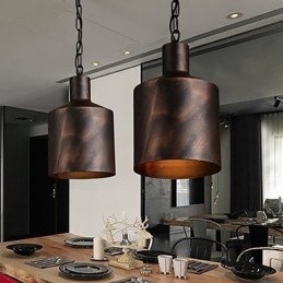 Chandelier Rustic Lodge Drum Μεταλλικό κρεμαστό φως