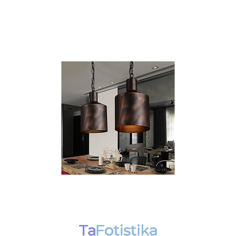 Chandelier Rustic Lodge Drum Μεταλλικό κρεμαστό φως