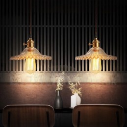 Κρεμαστό φωτιστικό Rustic Lodge Retro 1 Light Steel με γυάλινη απόχρωση