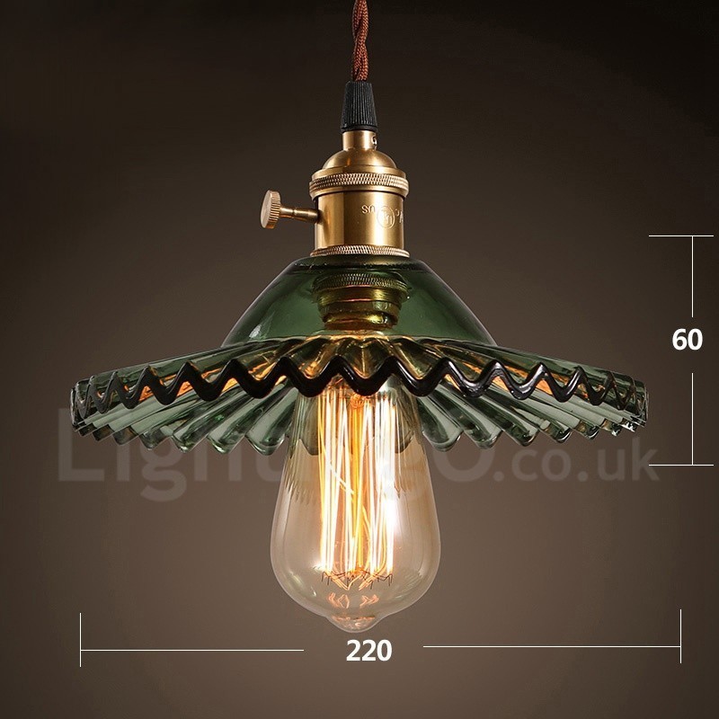 Κρεμαστό φωτιστικό Rustic Lodge Retro 1 Light Steel με γυάλινη απόχρωση