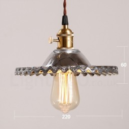 Κρεμαστό φωτιστικό Rustic Lodge Retro 1 Light Steel με γυάλινη απόχρωση