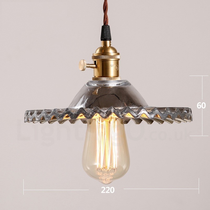 Κρεμαστό φωτιστικό Rustic Lodge Retro 1 Light Steel με γυάλινη απόχρωση