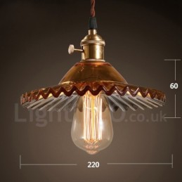 Κρεμαστό φωτιστικό Rustic Lodge Retro 1 Light Steel με γυάλινη απόχρωση