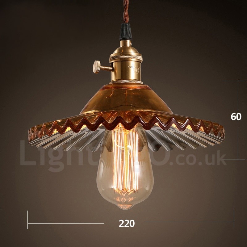 Κρεμαστό φωτιστικό Rustic Lodge Retro 1 Light Steel με γυάλινη απόχρωση