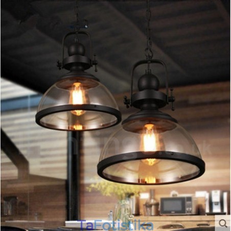 Retro 1 Light Steel Κρεμαστό Φωτιστικό με Γυάλινη Σκιά Retro 1 Light Steel Κρεμαστό Φωτιστικό με Γυάλινη Σκιά