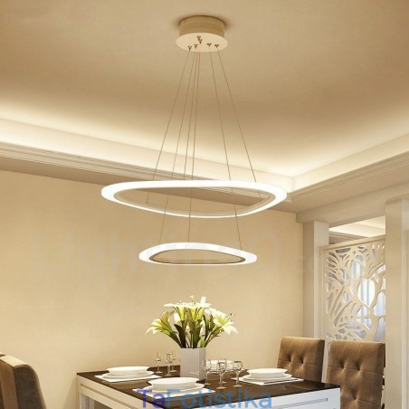 Dimmable με τηλεχειριστήριο Μοντέρνο μοντέρνο 2 δαχτυλιδιών ελαφρύ κρεμαστό φως από κράμα αλουμινίου με ακρυλική απόχρωση Dimmable με τηλεχειριστήριο Μοντέρνο μοντέρνο 2 δαχτυλιδιών ελαφρύ κρεμαστό φως από κράμα αλουμινίου με ακρυλική απόχρωση