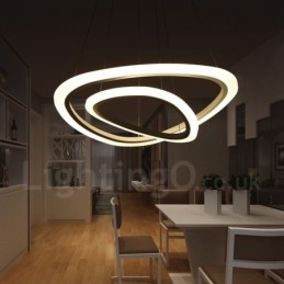 Dimmable με τηλεχειριστήριο Μοντέρνο μοντέρνο 2 δαχτυλιδιών ελαφρύ κρεμαστό φως από κράμα αλουμινίου με ακρυλική απόχρωση