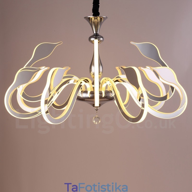 Dimmable Modern Contemporary Πολυέλαιος 12 Light Steel με Ακρυλική Απόχρωση