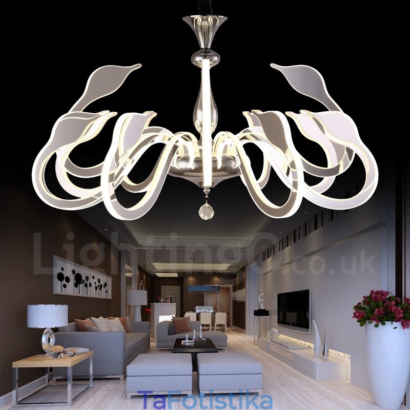 Dimmable Modern Contemporary Πολυέλαιος 12 Light Steel με Ακρυλική Απόχρωση