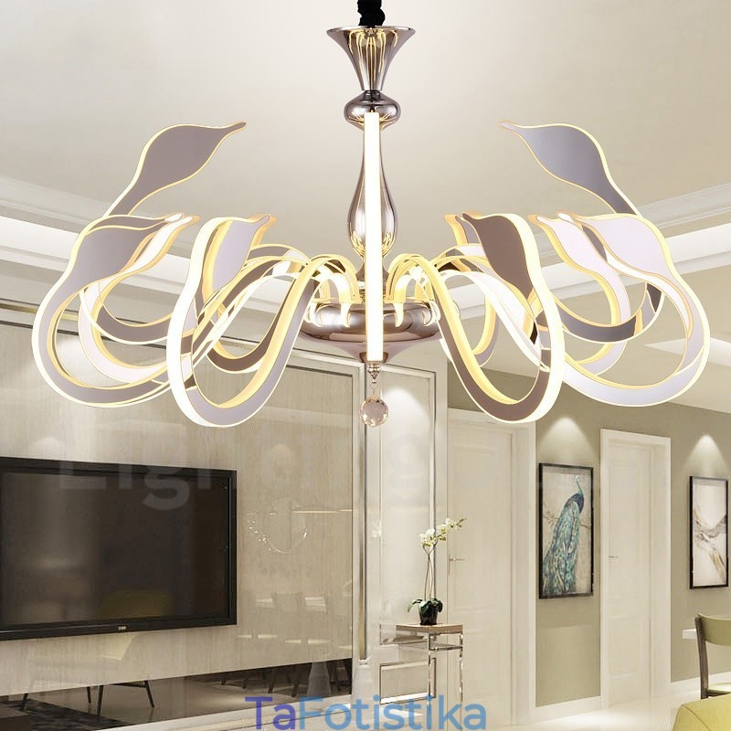 Dimmable Modern Contemporary Πολυέλαιος 12 Light Steel με Ακρυλική Απόχρωση