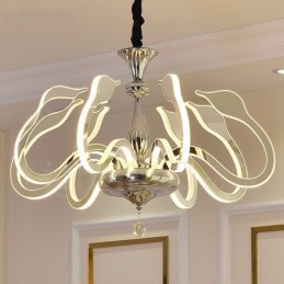 Dimmable Modern Contemporary 8 Light Steel Πολυέλαιος με Ακρυλική Απόχρωση