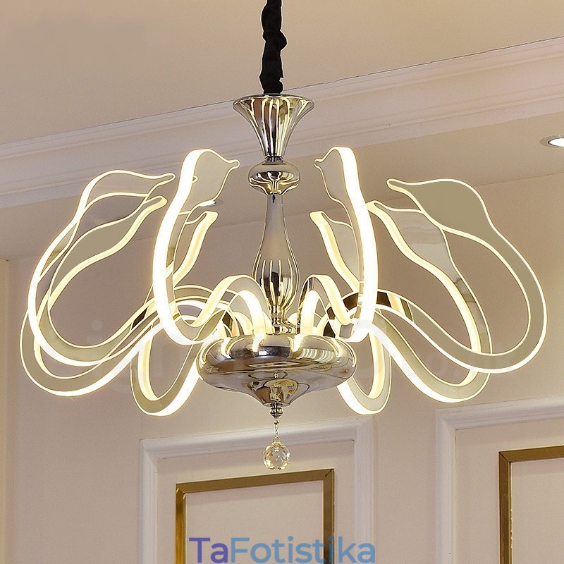 Dimmable Modern Contemporary 8 Light Steel Πολυέλαιος με Ακρυλική Απόχρωση