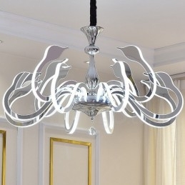 Dimmable Modern Contemporary Πολυέλαιος 10 Light Steel με Ακρυλική Απόχρωση