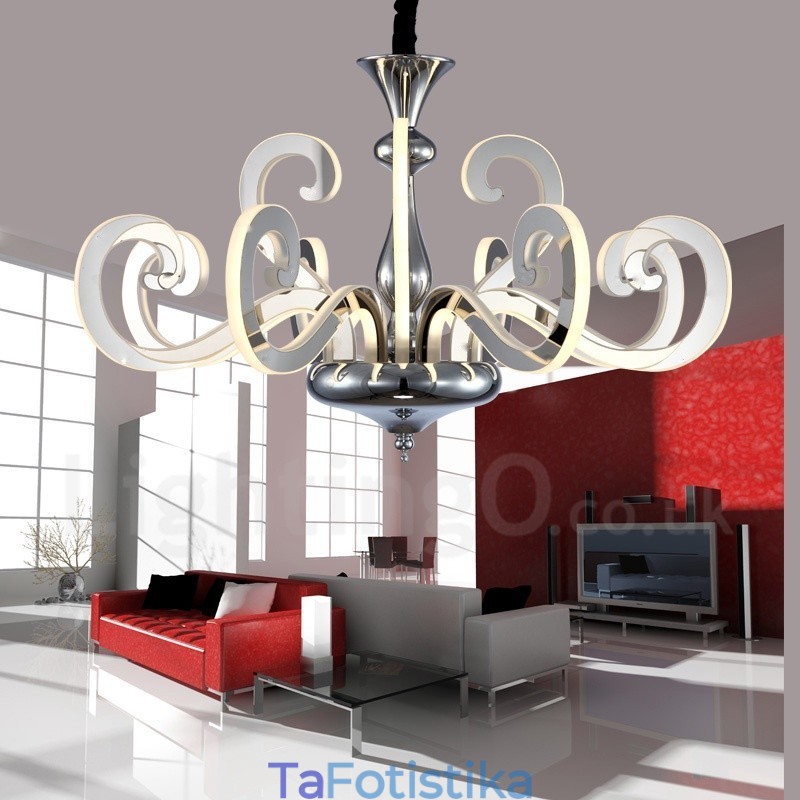 Dimmable Modern Contemporary Πολυέλαιος 12 Light Steel με Ακρυλική Απόχρωση