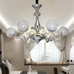 Dimmable Modern Contemporary 6 Light Steel Chandelier με σκιά από κράμα αλουμινίου