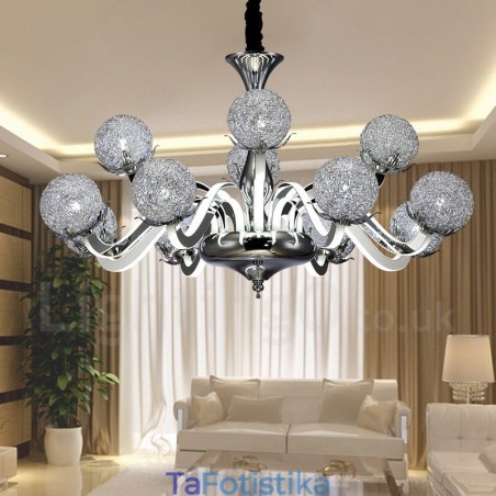 Dimmable Μοντέρνος Σύγχρονος Πολυέλαιος 12 Ανοιχτού Χάλυβα με σκιά από κράμα αλουμινίου Dimmable Μοντέρνος Σύγχρονος Πολυέλαιος 12 Ανοιχτού Χάλυβα με σκιά από κράμα αλουμινίου