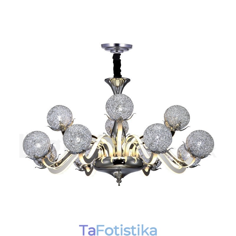 Dimmable Μοντέρνος Σύγχρονος Πολυέλαιος 12 Ανοιχτού Χάλυβα με σκιά από κράμα αλουμινίου
