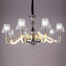 Dimmable Modern Contemporary 8 Light Steel Πολυέλαιος με Γυάλινη Απόχρωση