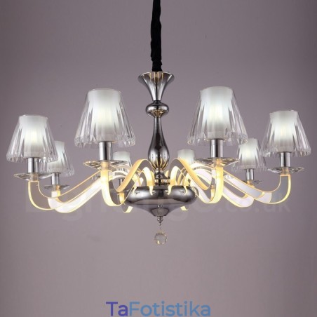 Dimmable Modern Contemporary 8 Light Steel Πολυέλαιος με Γυάλινη Απόχρωση Dimmable Modern Contemporary 8 Light Steel Πολυέλαιος με Γυάλινη Απόχρωση