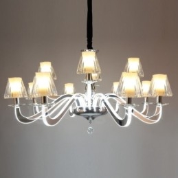 Dimmable Modern Contemporary Πολυέλαιος από 12 Ανοιχτό Ατσάλι με Γυάλινη Απόχρωση