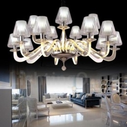 Dimmable Modern Contemporary Πολυέλαιος 15 Ανοιχτού Ατσάλι με Γυάλινη Απόχρωση