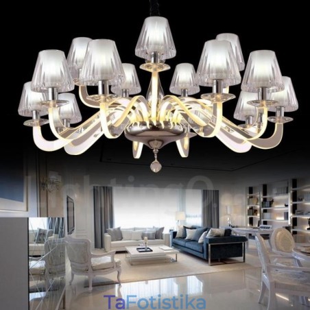 Dimmable Modern Contemporary Πολυέλαιος 15 Ανοιχτού Ατσάλι με Γυάλινη Απόχρωση Dimmable Modern Contemporary Πολυέλαιος 15 Ανοιχτού Ατσάλι με Γυάλινη Απόχρωση