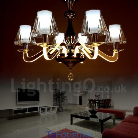 Dimmable Modern Contemporary 6 Light Steel Πολυέλαιος με γυάλινη απόχρωση Dimmable Modern Contemporary 6 Light Steel Πολυέλαιος με γυάλινη απόχρωση