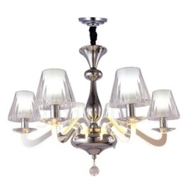 Dimmable Modern Contemporary 6 Light Steel Πολυέλαιος με γυάλινη απόχρωση