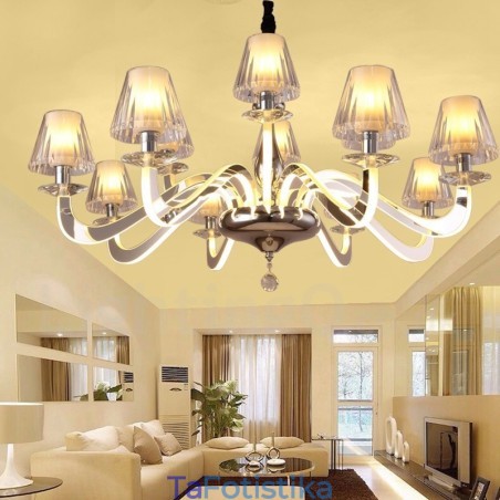Dimmable Modern Contemporary Πολυέλαιος 10 Light Steel με Γυάλινη Απόχρωση Dimmable Modern Contemporary Πολυέλαιος 10 Light Steel με Γυάλινη Απόχρωση
