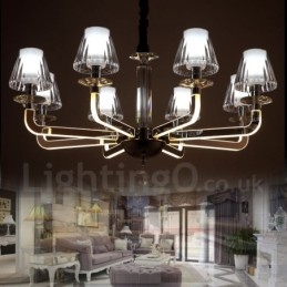 Dimmable Modern Contemporary Κρυστάλλινος πολυέλαιος 8 φωτός με γυάλινη απόχρωση