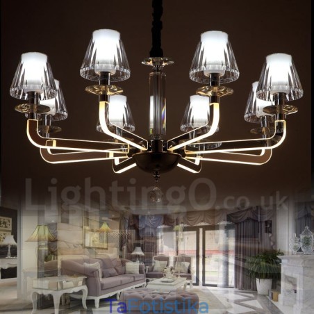 Dimmable Modern Contemporary Κρυστάλλινος πολυέλαιος 8 φωτός με γυάλινη απόχρωση Dimmable Modern Contemporary Κρυστάλλινος πολυέλαιος 8 φωτός με γυάλινη απόχρωση