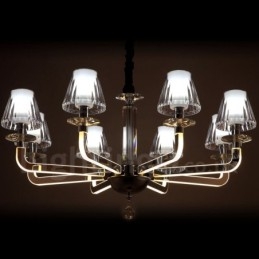 Dimmable Modern Contemporary Κρυστάλλινος πολυέλαιος 8 φωτός με γυάλινη απόχρωση