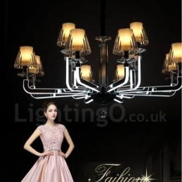 Dimmable Modern Contemporary Κρυστάλλινος πολυέλαιος 12 φωτός με γυάλινη απόχρωση