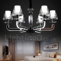 Dimmable Modern Contemporary 6 Φωτεινός Κρυστάλλινος Πολυέλαιος με Γυάλινη Απόχρωση