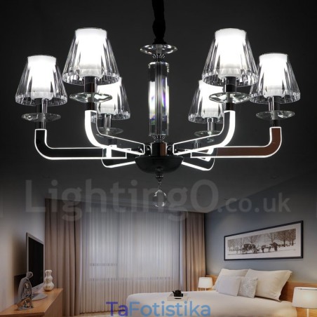 Dimmable Modern Contemporary 6 Φωτεινός Κρυστάλλινος Πολυέλαιος με Γυάλινη Απόχρωση Dimmable Modern Contemporary 6 Φωτεινός Κρυστάλλινος Πολυέλαιος με Γυάλινη Απόχρωση
