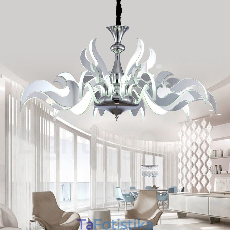 Dimmable Modern Contemporary Πολυέλαιος 15 Light Steel με Ακρυλική Απόχρωση
