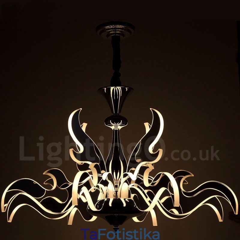 Dimmable Modern Contemporary Πολυέλαιος 12 Light Steel με Ακρυλική Απόχρωση