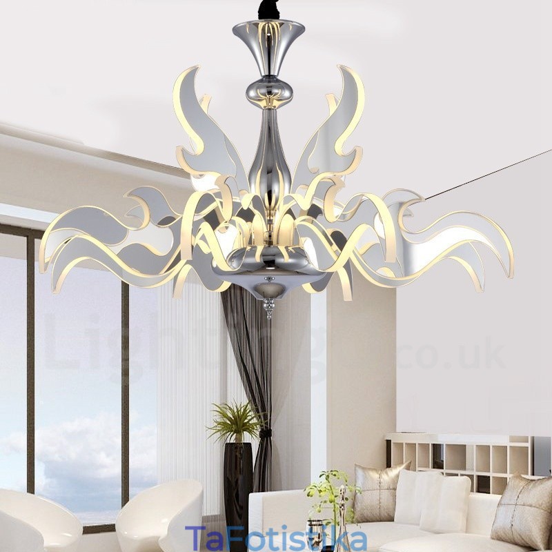 Dimmable Modern Contemporary Πολυέλαιος 12 Light Steel με Ακρυλική Απόχρωση