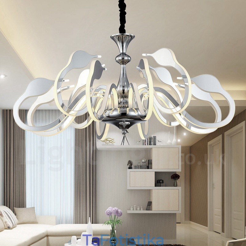 Dimmable Modern Contemporary Πολυέλαιος 12 Light Steel με Ακρυλική Απόχρωση