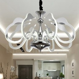 Dimmable Modern Contemporary 8 Light Steel Πολυέλαιος με Ακρυλική Απόχρωση