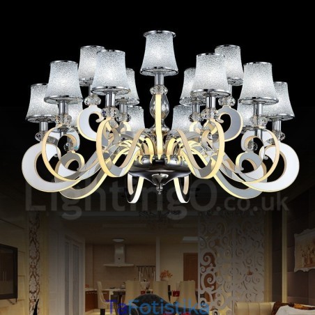 Dimmable Modern Contemporary Πολυέλαιος 15 Ανοιχτού Ατσάλι με Γυάλινη Απόχρωση Dimmable Modern Contemporary Πολυέλαιος 15 Ανοιχτού Ατσάλι με Γυάλινη Απόχρωση